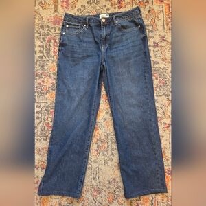 Seven7 Loose Straight Jeans Size 8 Medium Wash High Rise Stretch Denim Wide Leg